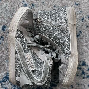 Golden Goose Silver Glitter High-Top Sneakers